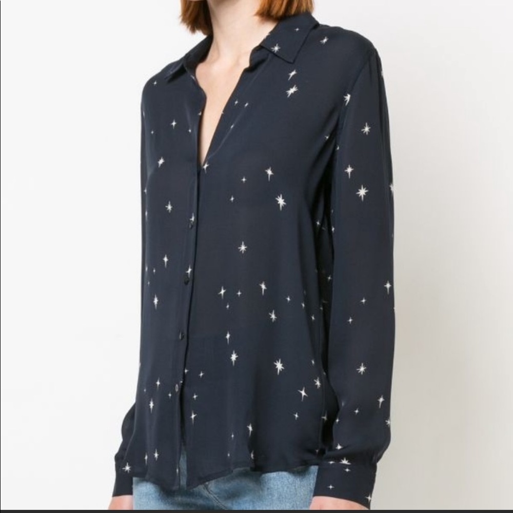 L’Agence Navy Silk Blouse